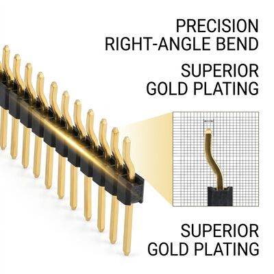Đầu nối chân cắm đực góc vuông hàng đôi 2.54mm 90 độ PCB 80 chân xuyên lỗ