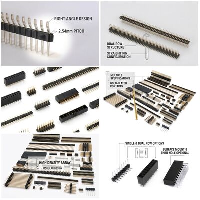 Bộ kết nối đầu pin nam thẳng hai hàng 2.54mm Pitch PCB thông qua lỗ 80 pin