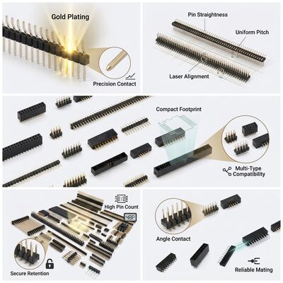 Bộ kết nối đầu pin nam thẳng hai hàng 2.54mm Pitch PCB thông qua lỗ 80 pin