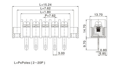 DIP Barrier Terminal Block Connector M3 Vít thép được tùy chỉnh