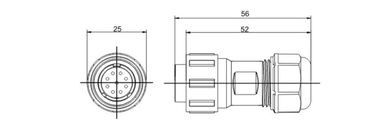Chiều kính 25mm Máy cắm máy bay 7 chân Đen Và Xanh 5A Cáp kết nối
