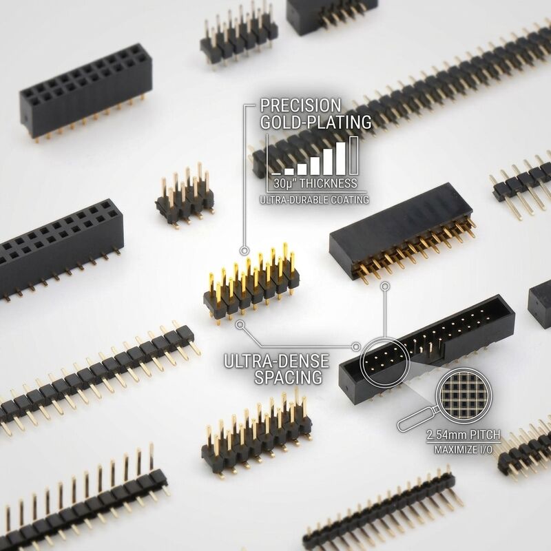 Đầu nối chân đực hàng kép xếp chồng cao 2.54mm Pitch Vòng đệm bảng mạch PCB Chiều cao mở rộng