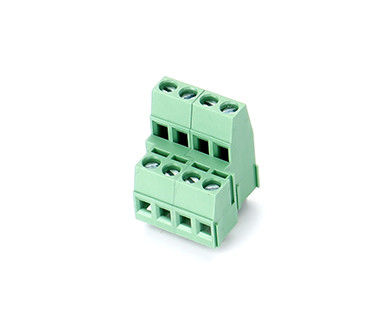 Đường kết thúc PCB nối hai hàng, thép M3 5.08mm Pitch 2 * 04P Xanh PA66 SN