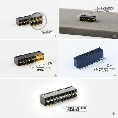 Mật độ cao 40-pin 2.54MM Hai hàng đầu phụ nữ kết nối vàng Flash PA6T Data Bus PCB thông qua lỗ