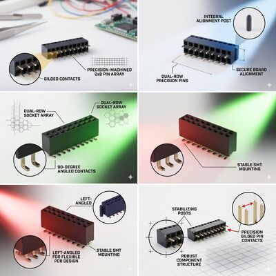 PA9T nhiệt độ cao 2.0MM Pitch Hai hàng đầu phụ nữ đầu nối vàng Flash 04P-60P ổ cắm PCB