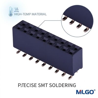 Dòng đơn 2.54MM Pitch Vertical Female Header Connector 02P-40P Gold Flash PA6T Thông qua lỗ
